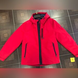 Nautica Red and Navy Quilted Hooded Jacket
